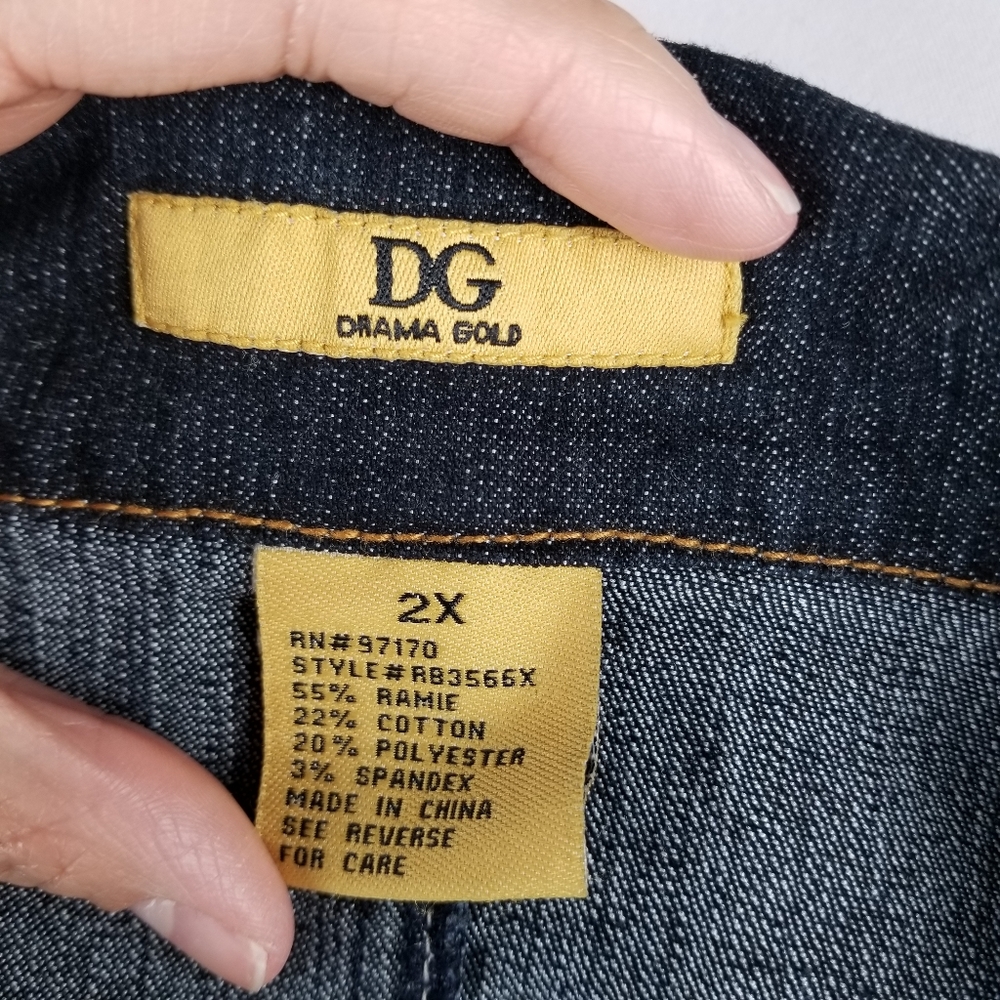 Drama Gold Dark Denim Jacket-2X - Picture 4 of 6